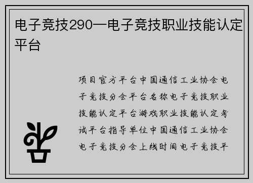 电子竞技290—电子竞技职业技能认定平台